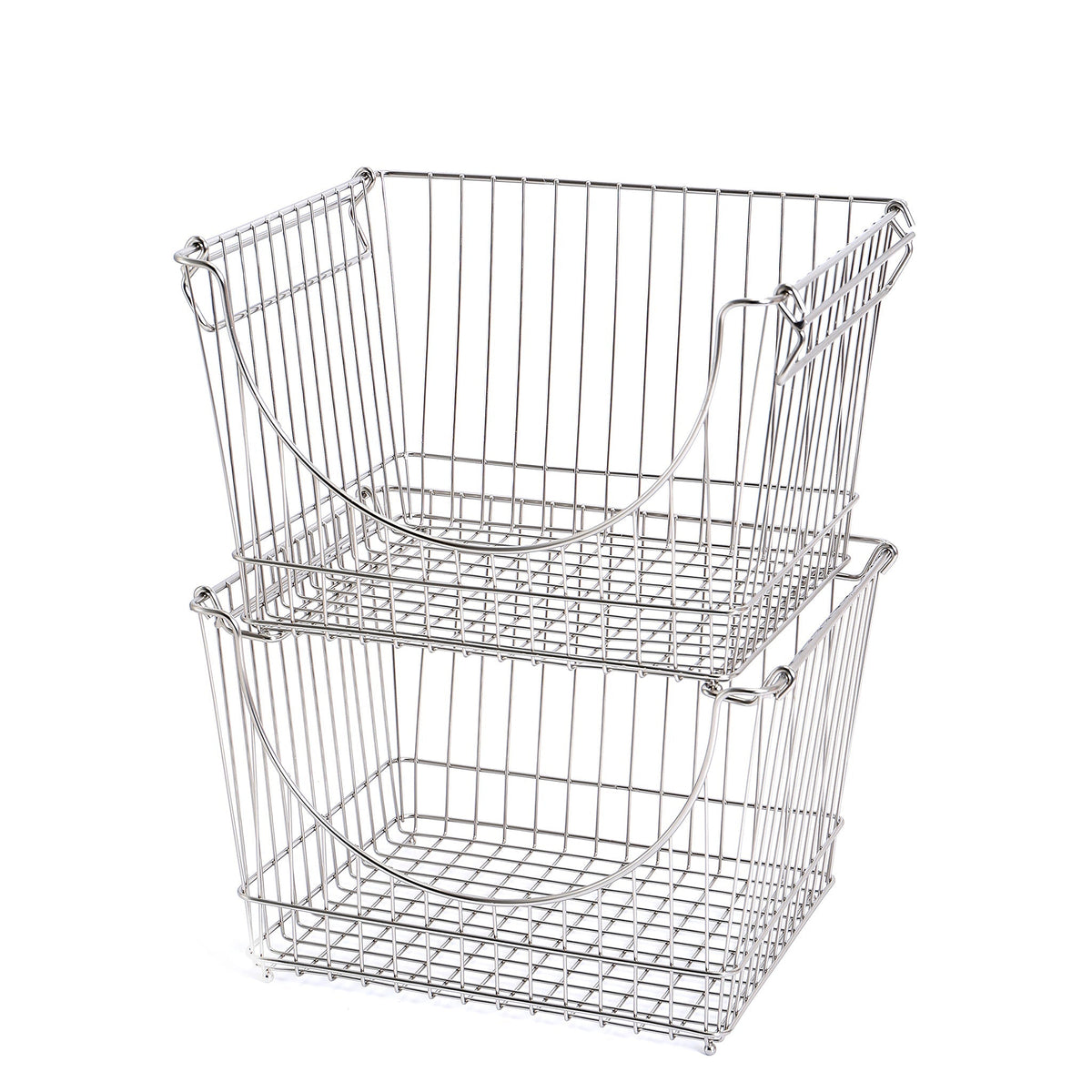 Large Metal Wire Stacking Baskets with Handles
