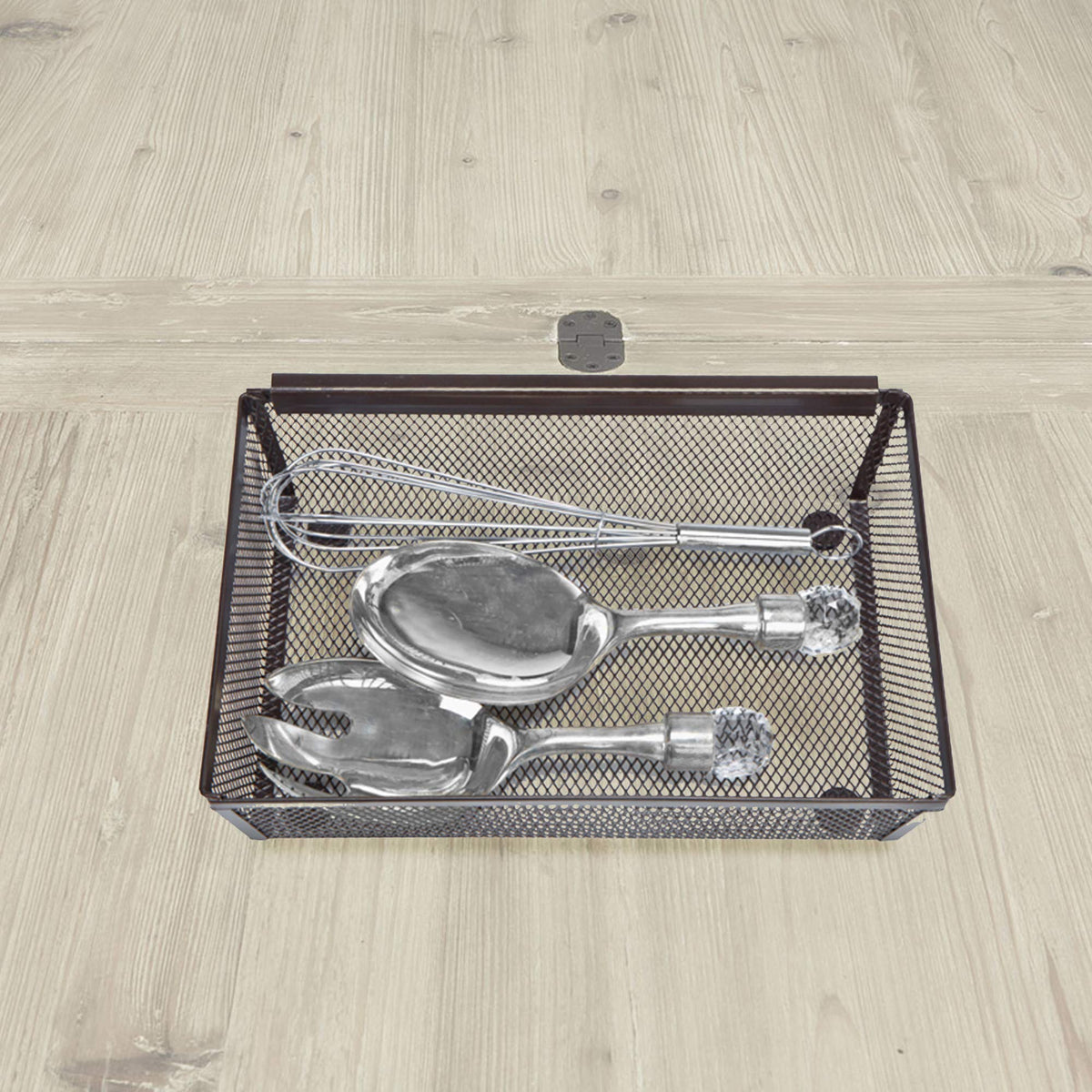 Steel Mesh Drawer Organizer with Interlocking Ends – 15" x 6" – Silver