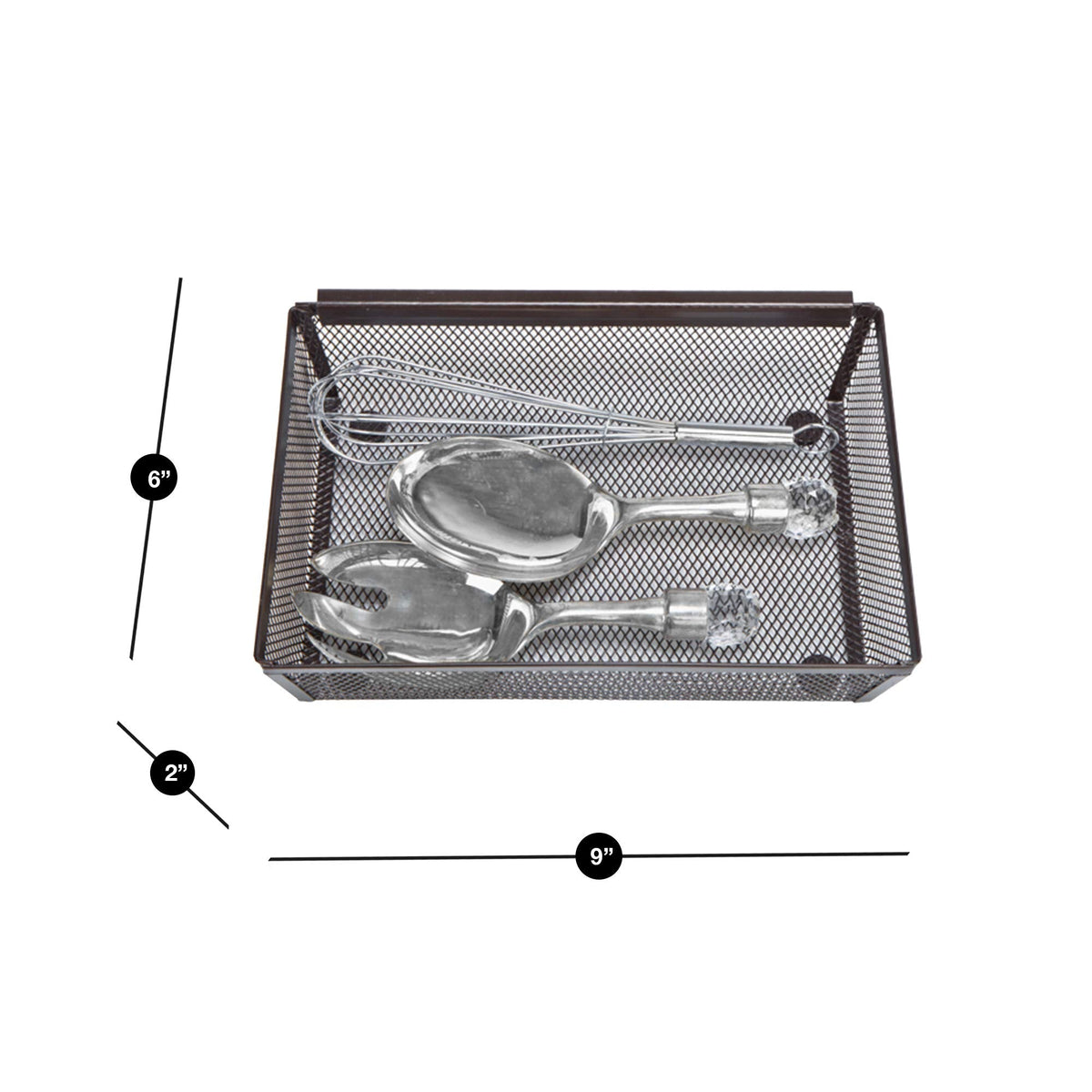 Steel Mesh Drawer Organizer with Interlocking Ends – 15" x 6" – Silver